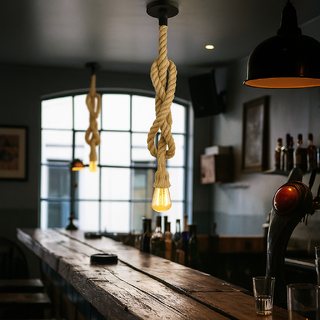 porta lampadina e27 con corda di canapa vintage 1,5m