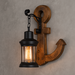 applique da muro irlanda con attacco e27 in legno e metallo