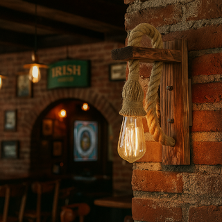 applique da muro e70 in legno con corda vintage