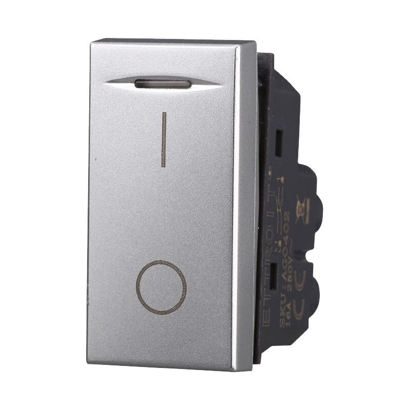interruttore bipolare 2p 16a ettroit moon ag0402 silver compatibile axolute