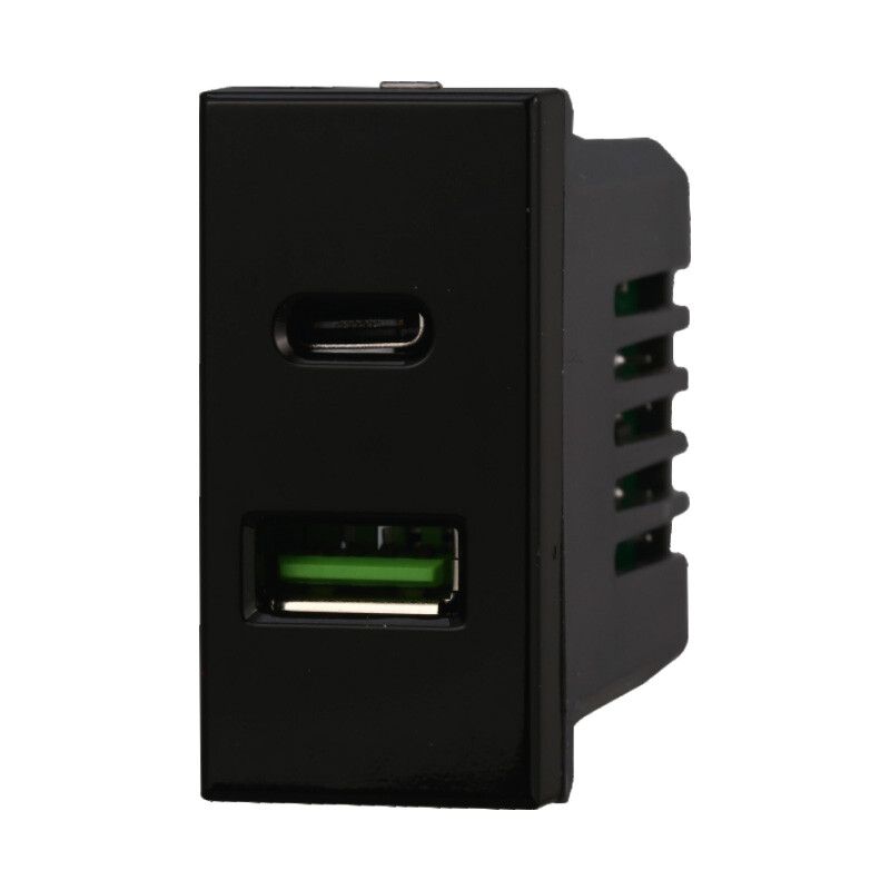 presa caricatore usb-a e usb-c ettroit moon an3002 nera compatibile axolute