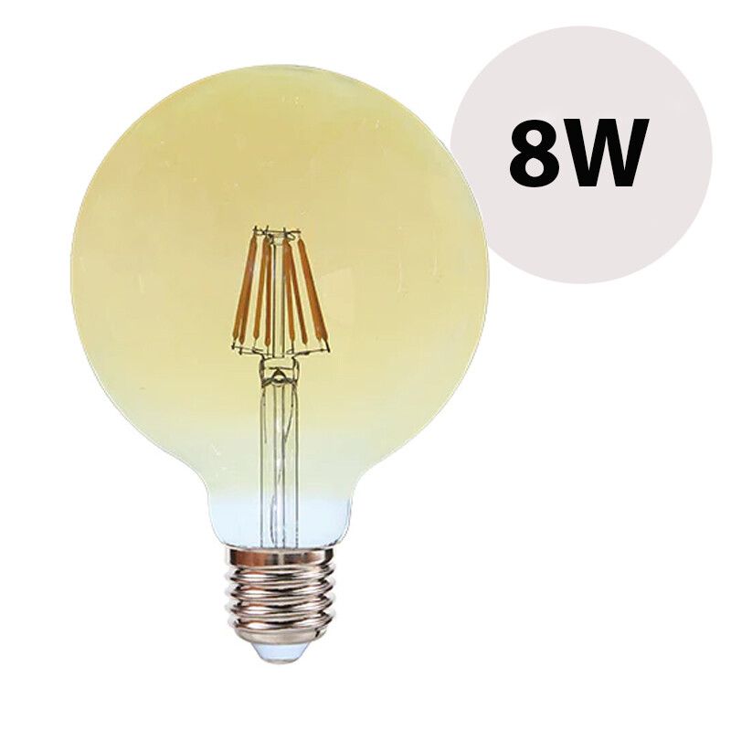 lampadina led filamento sfera opaca g125 e27 8w