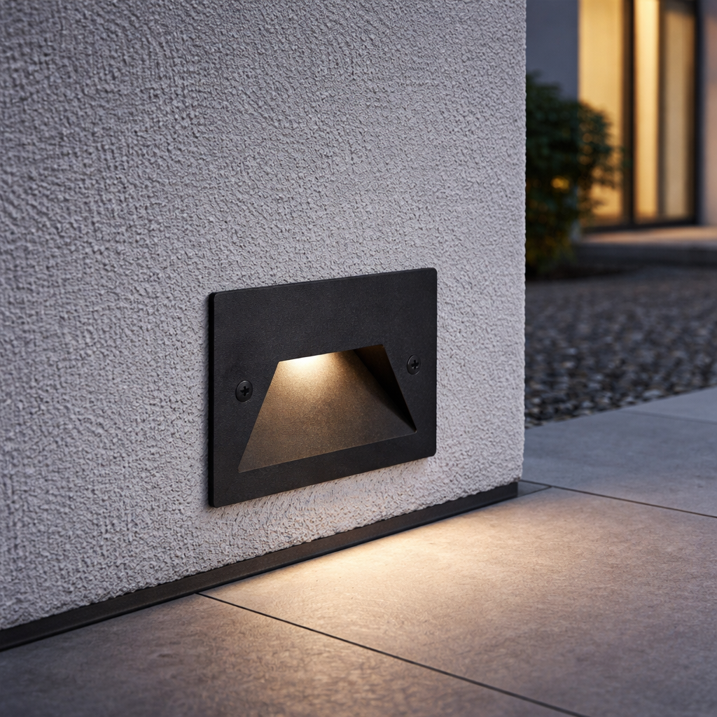 segnapasso led universo 3 color es49-n3c 3w ip65 nero per scatola 503