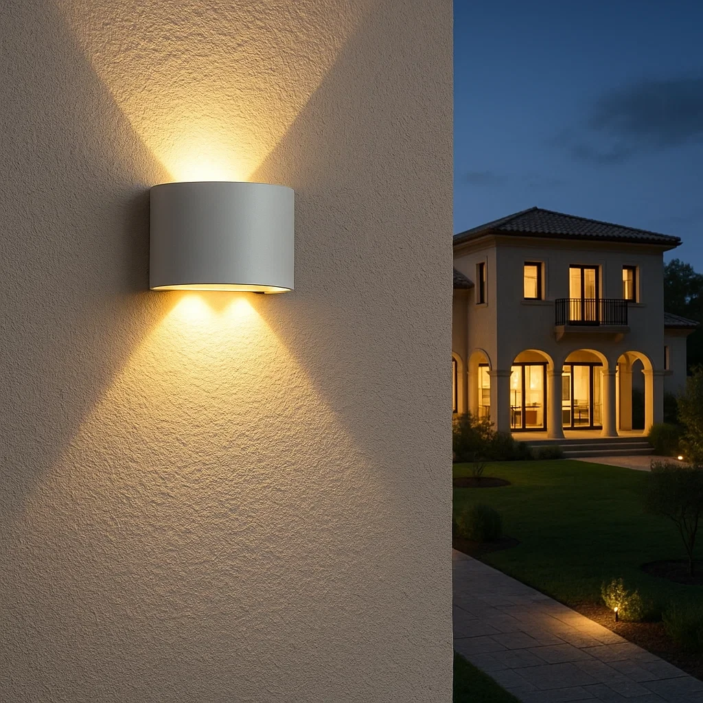applique da esterno grifi 3 colori curv-8-b 8w bianca ip65