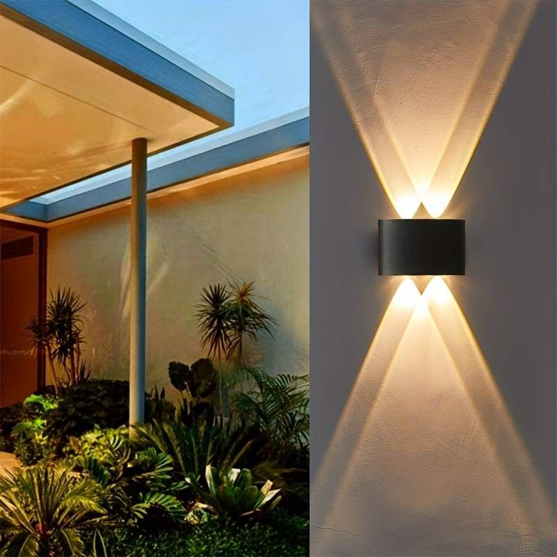 applique da esterno grifi 3 colori curv-8-n 8w nera con luce selezionabile