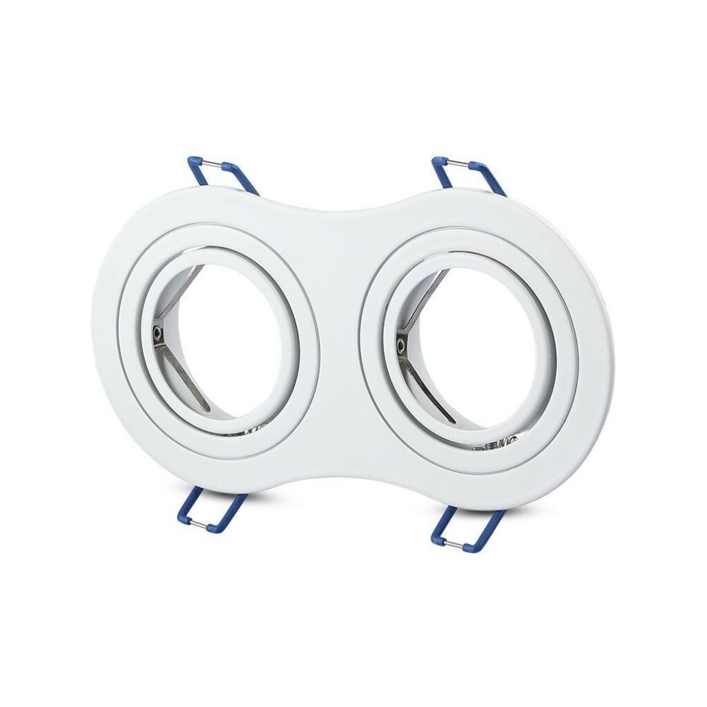 portafaretto da incasso doppio v-tac vt-783rd-wh 2xgu10 bianco orientabile