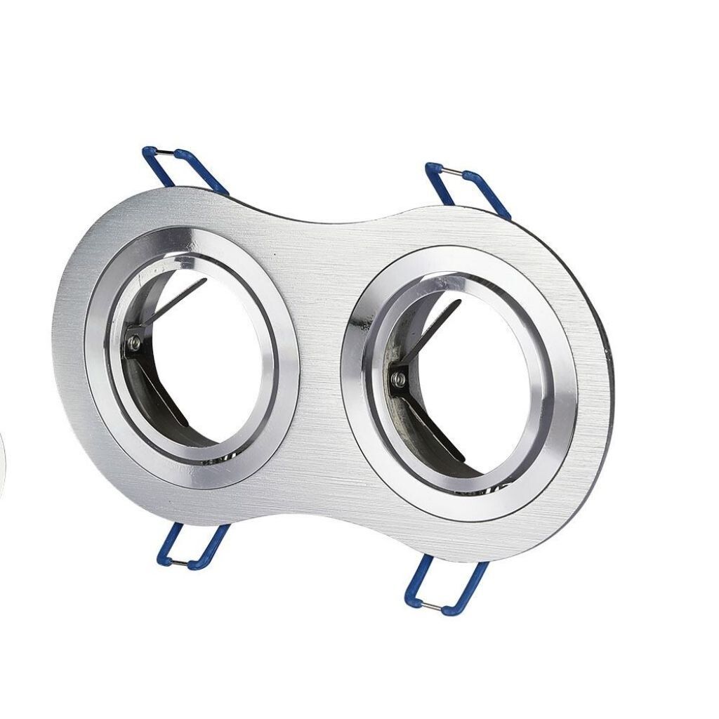 portafaretto da incasso doppio v-tac vt-783rd-ab 2xgu10 in alluminio spazzolato