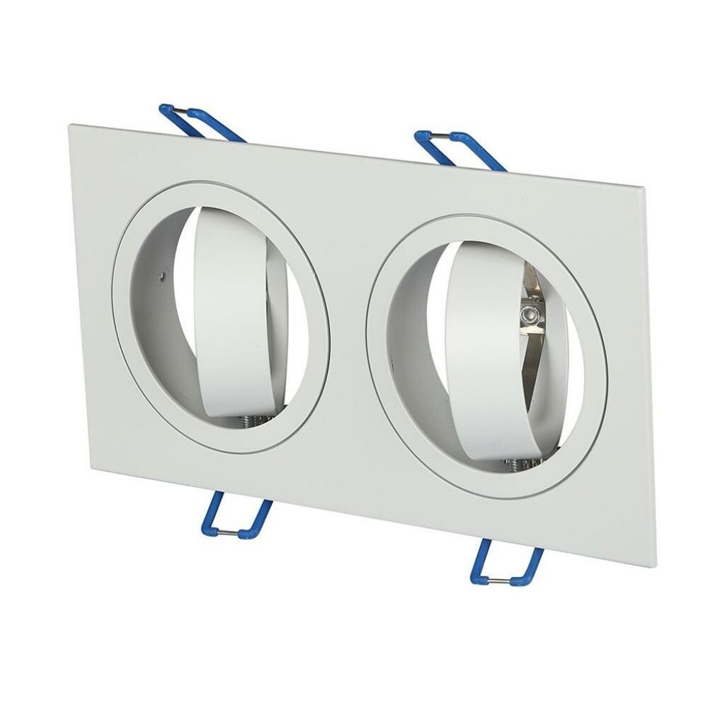 portafaretto da incasso doppio v-tac vt-783sq-wh 2xgu10 bianco orientabile