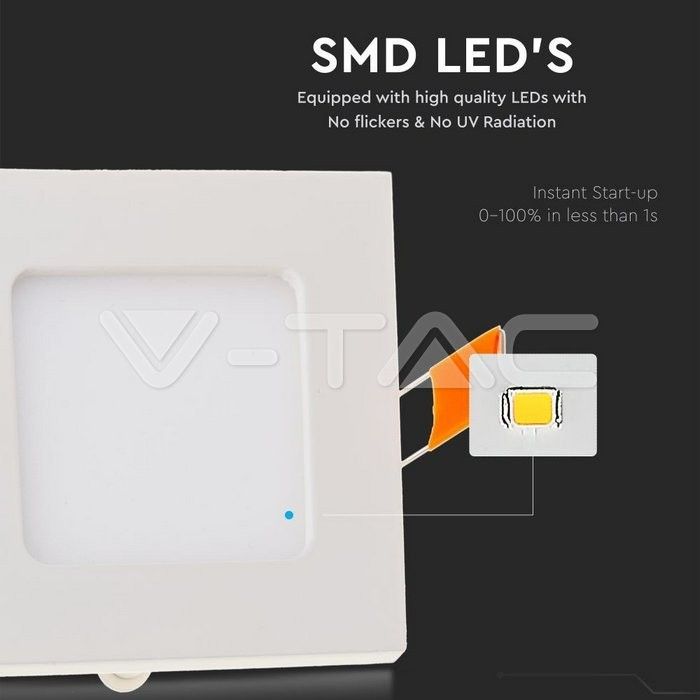 pannello led da incasso quadrato v-tac vt-307 sq 3w bianco freddo - dettaglio 2