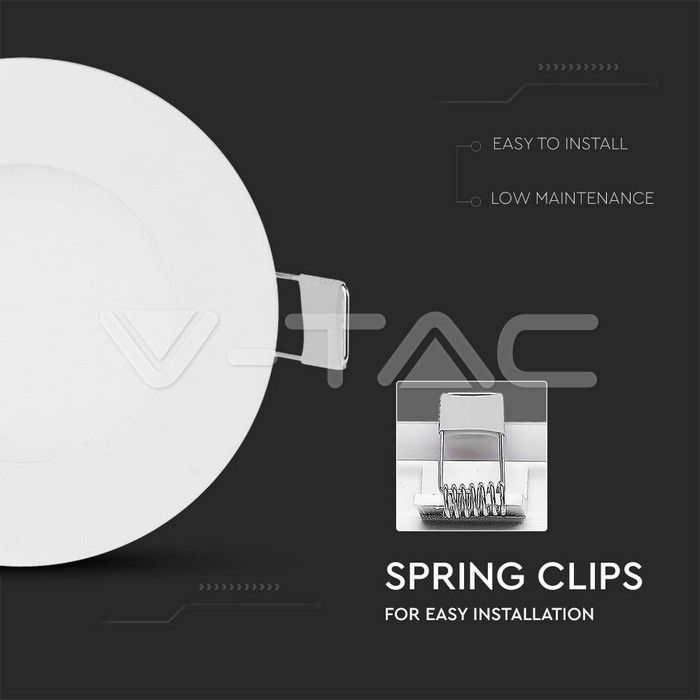 pannello led da incasso rotondo v-tac vt-307 3w 6400k - dettaglio 3