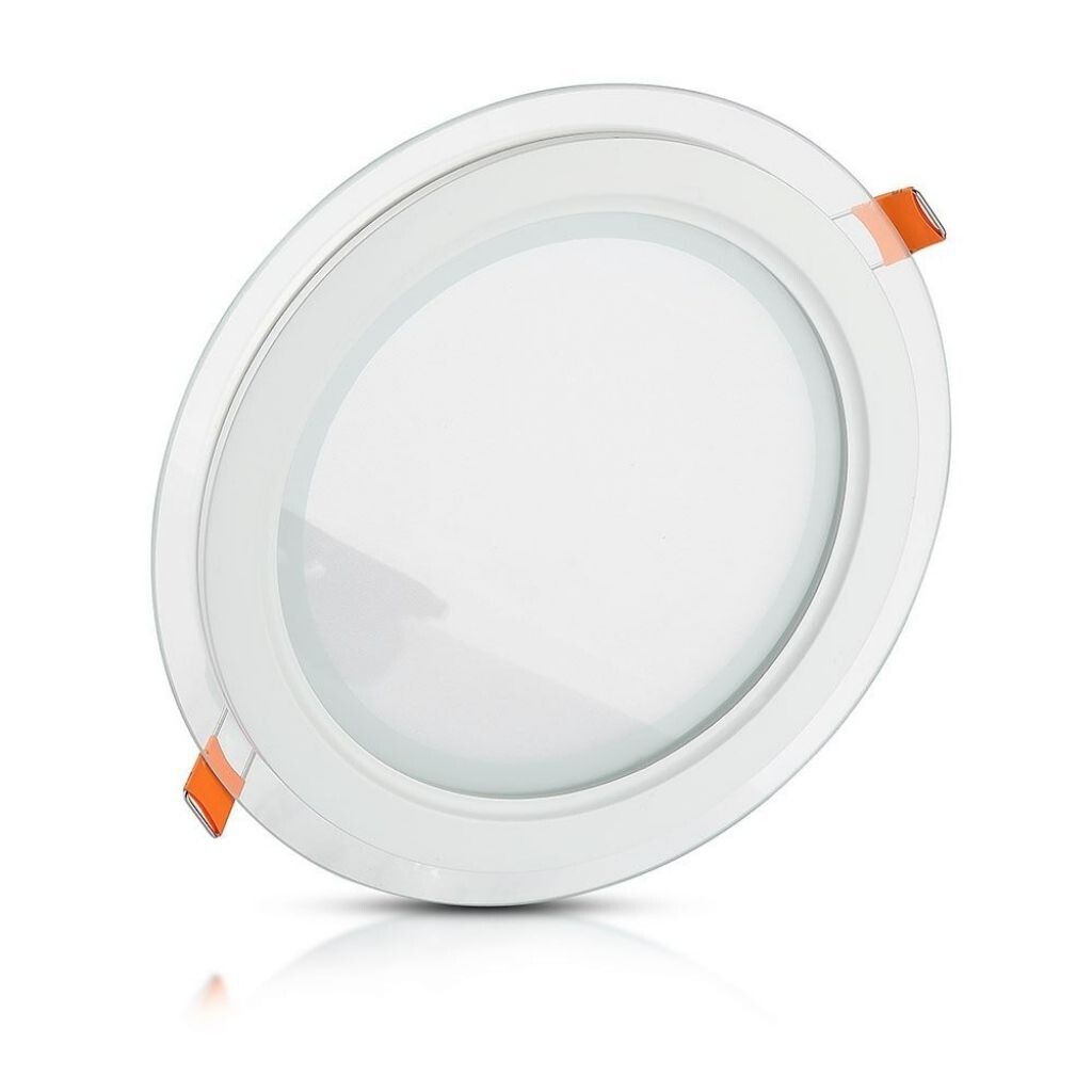 mini pannello led da incasso v-tac vt-1202g rd 12w 3000k vetro rotondo
