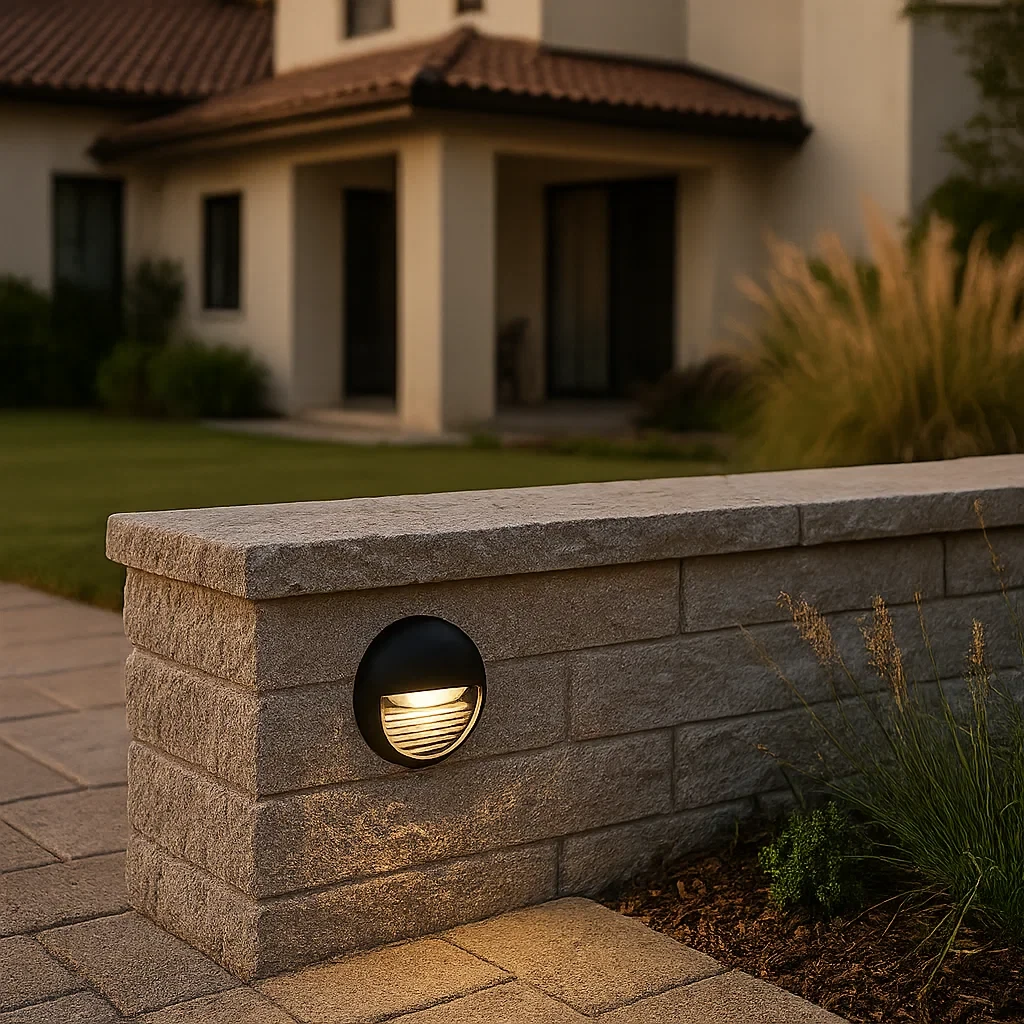 segnapasso led v-tac vt-1182-b 3w nero rotondo 3000k ip65