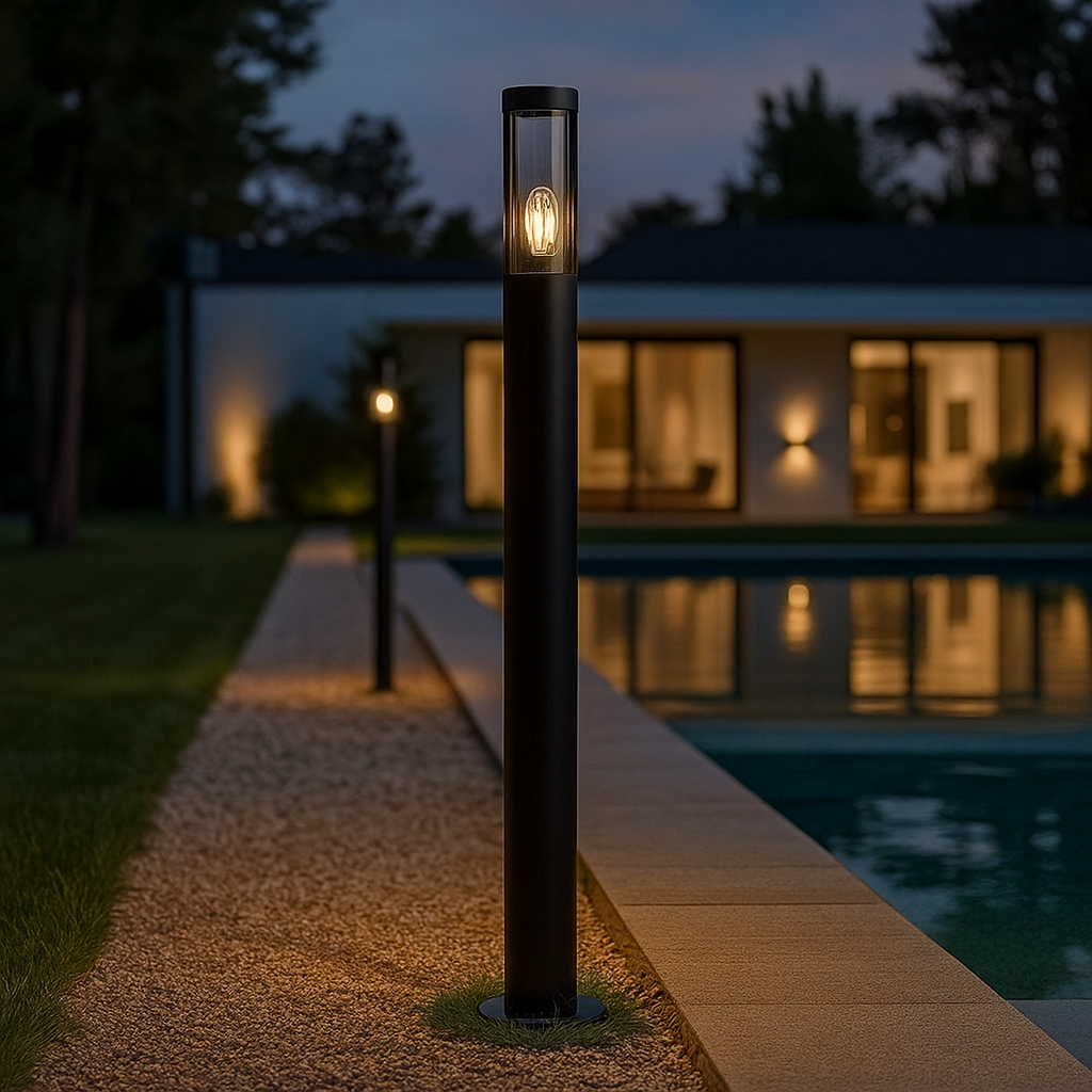 paletto da giardino v-tac vt-1185 e27 nero fumè ip44 100 cm