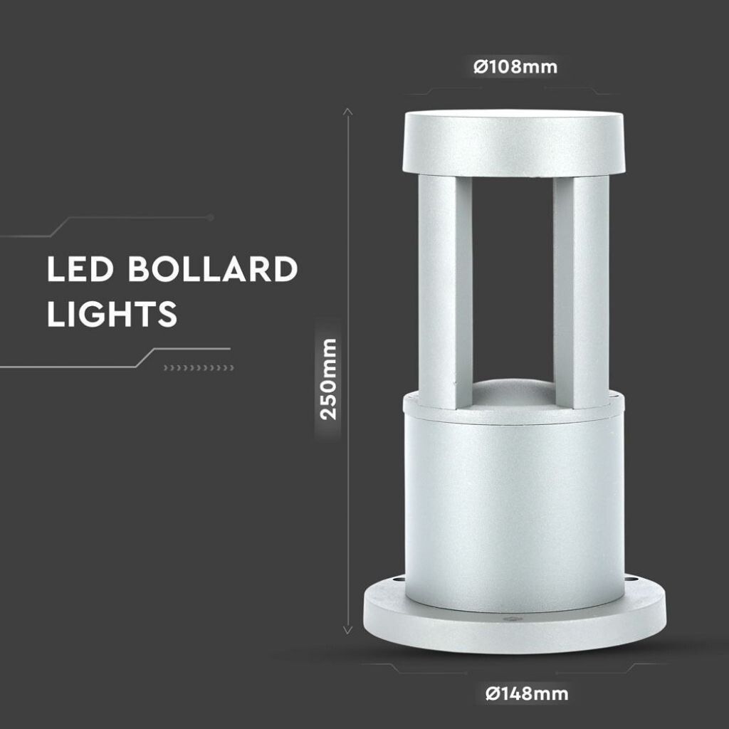 paletto led da giardino v-tac vt-830 10w 4000k grigio ip65 - dettaglio 2