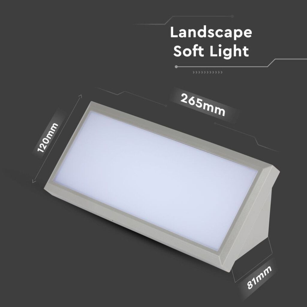 applique led da esterno v-tac vt-8054-n 12w 6400k ip65 grigia - dettaglio 3