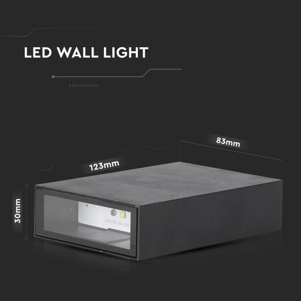 lampada led da parete v-tac vt-844-b-n 4w nera 6500k ip65 - dettaglio 3