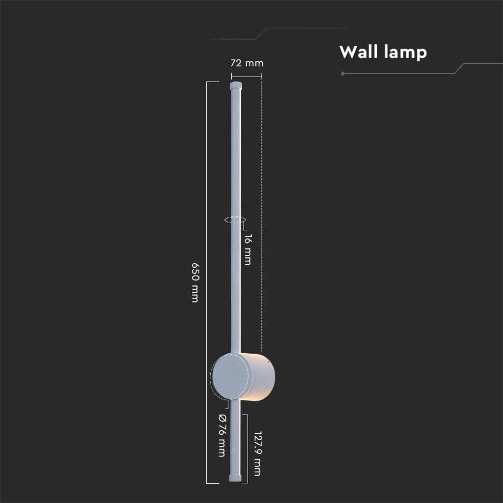 lampada da parete led v-tac vt-11112-w 12w 3000k ip65 bianca - dettaglio 3