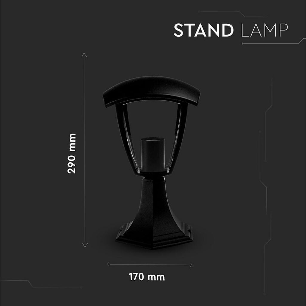 paletto da giardino v-tac vt-734 e27 nero ip44 - dettaglio 3