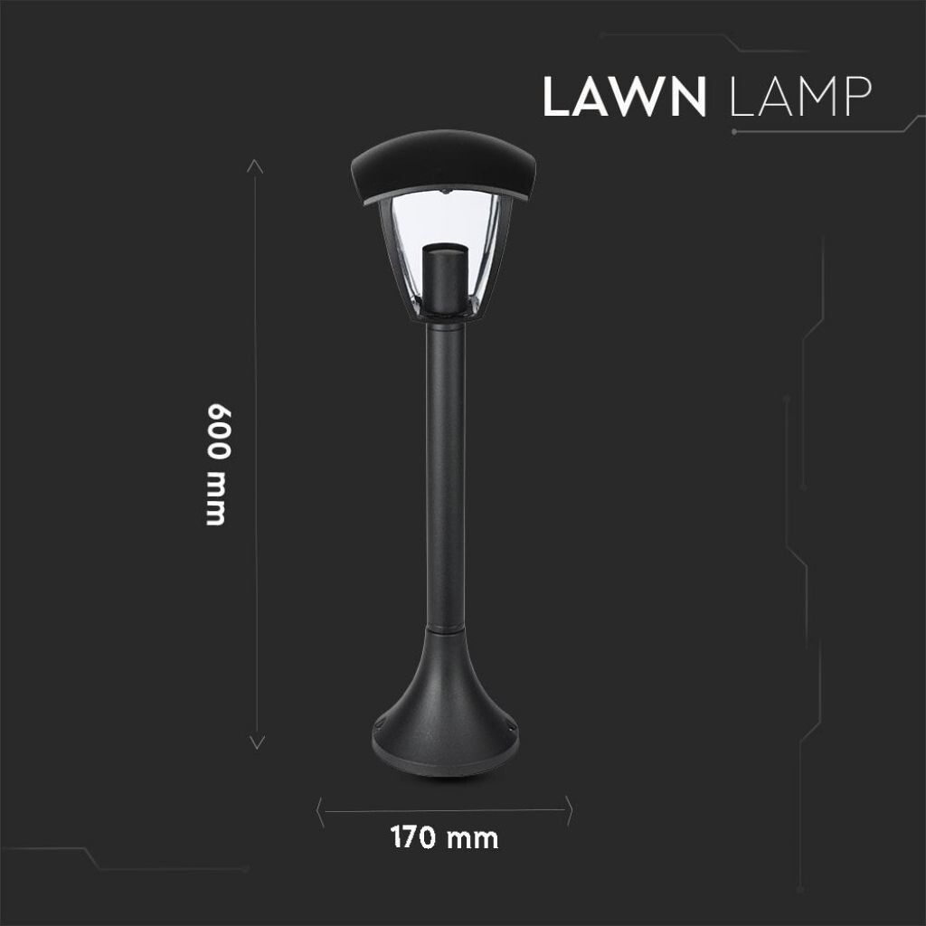 lampada da giardino v-tac vt-736 e27 nera ip44 h 60 cm - dettaglio 3