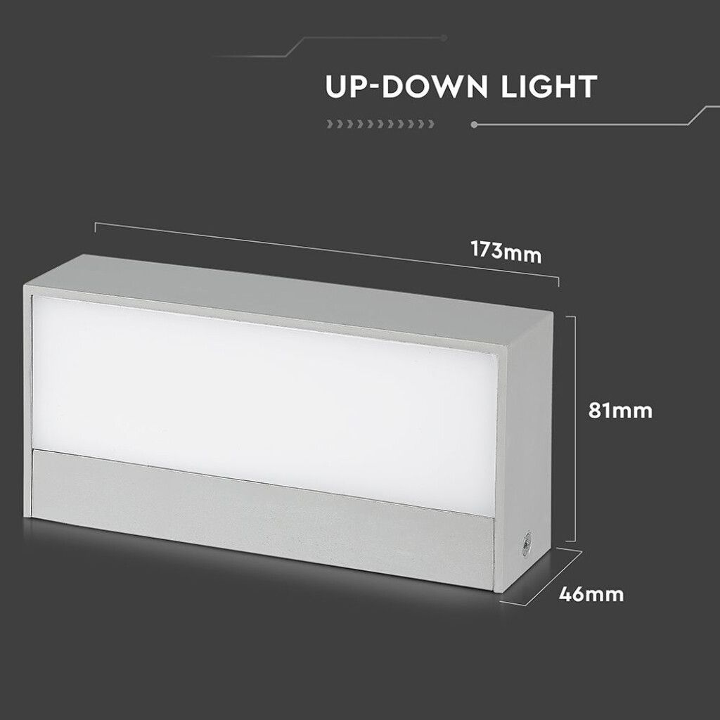 applique da esterno v-tac vt-8056-n led 9w up down 3000k ip65 grigio - dettaglio 3