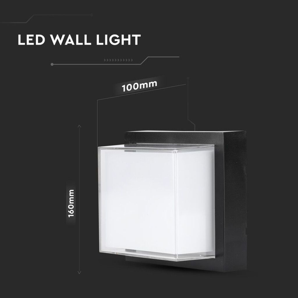 applique led da esterno v-tac vt-828-sq-n 12w 3000k ip65 nera - dettaglio 3