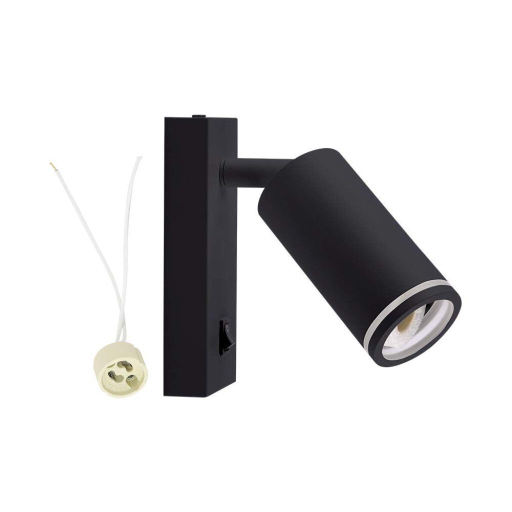 portafaretto da parete v-tac vt-429 gu10 orientabile nero con interruttore