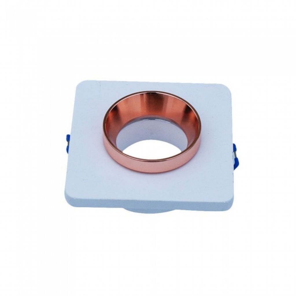 portafaretto da incasso v-tac vt-862-mrw gu10 quadrato in gesso bianco e oro rosa opaco