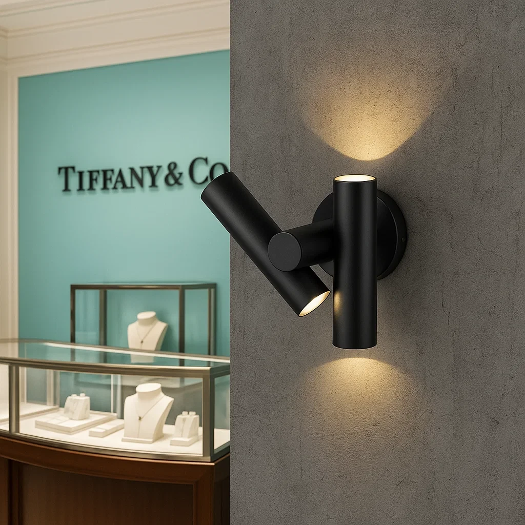 applique led da parete v-tac vt-1186-b 6w doppia emissione orientabile nera 3000k ip44