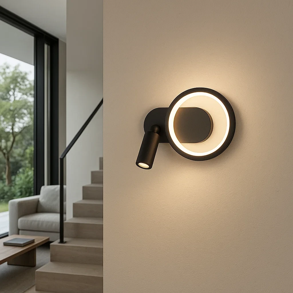 applique led da interno v-tac vt-7906-b nera 14w 4000k