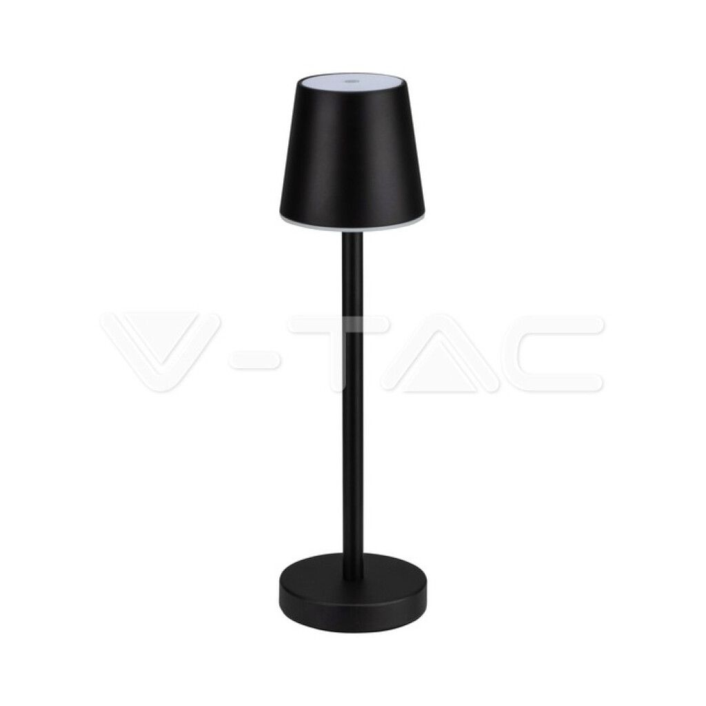 lampada led da tavolo v-tac vt-7703 3w nera ricaricabile touch dimmerabile 4000k