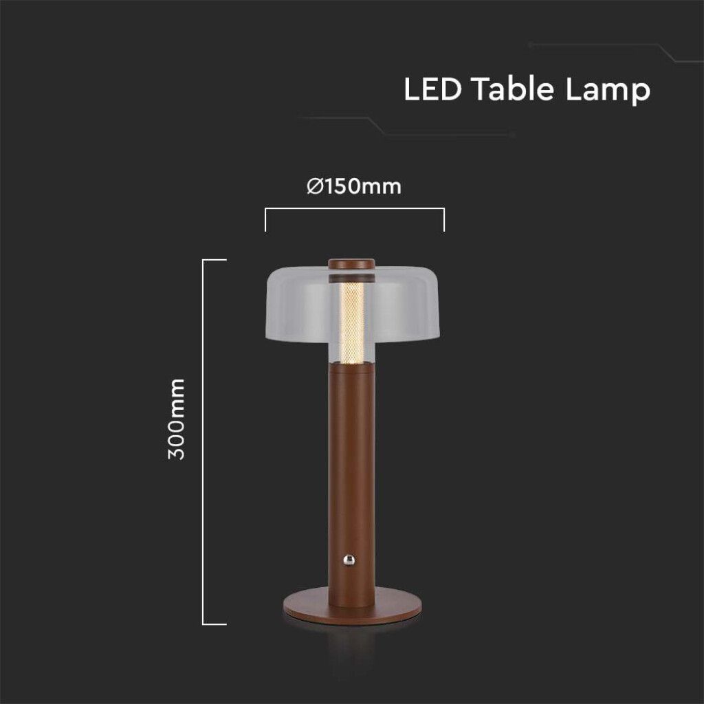 lampada led da tavolo v-tac vt-1049 1w ricaricabile marrone sabbia 3000k - dettaglio 3