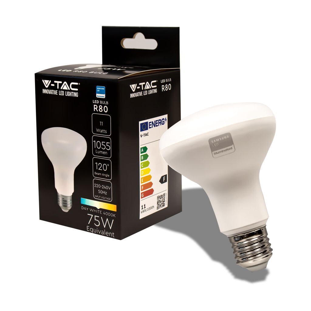 lampadina led r80 e27 v-tac vt-280 11w 4000k chip samsung