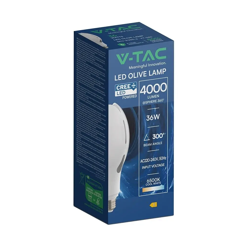 lampadina led e27 v-tac vt-240 36w oliva 6500k - dettaglio 2