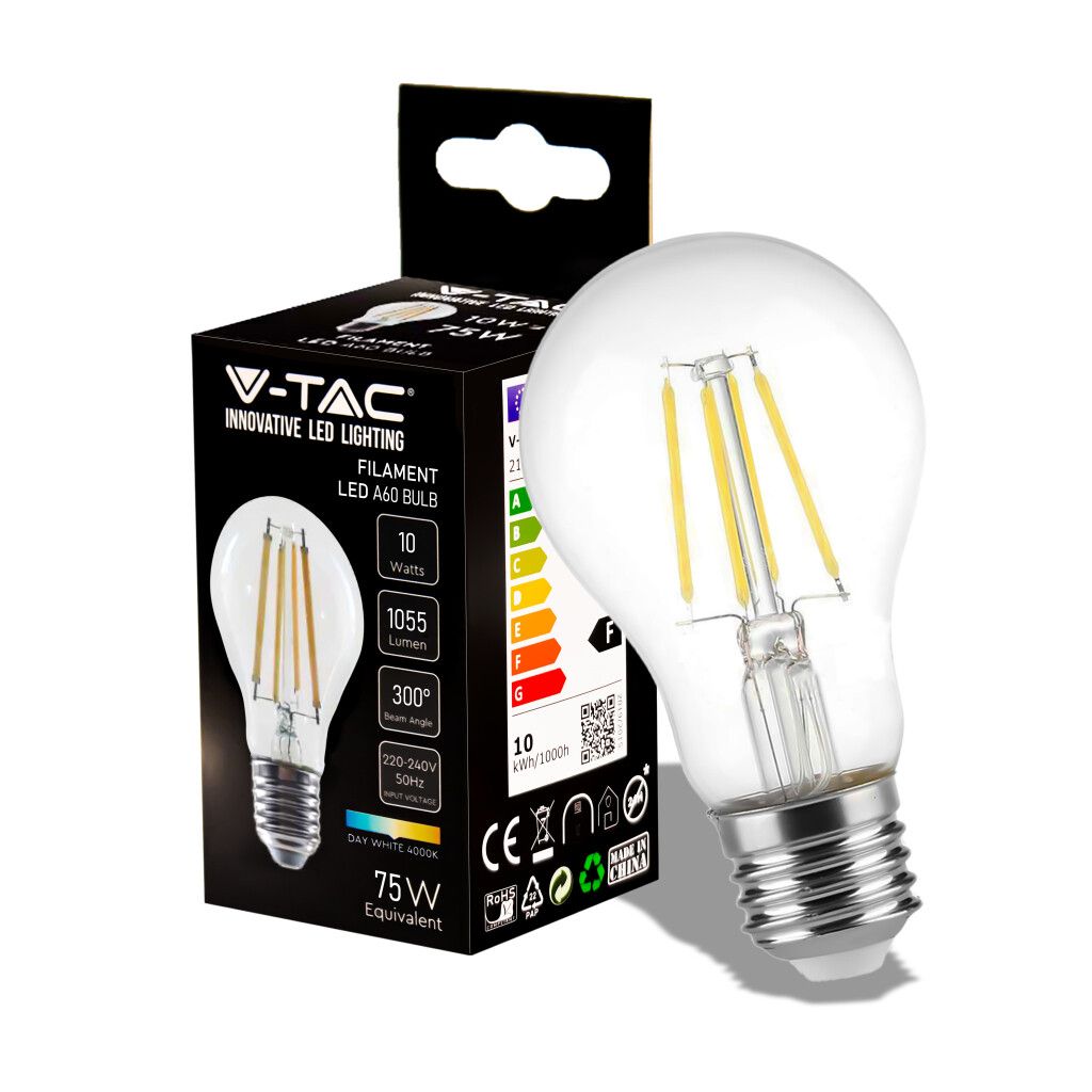 lampadina led v-tac vt-1981-n e27 10w filamento 4000k