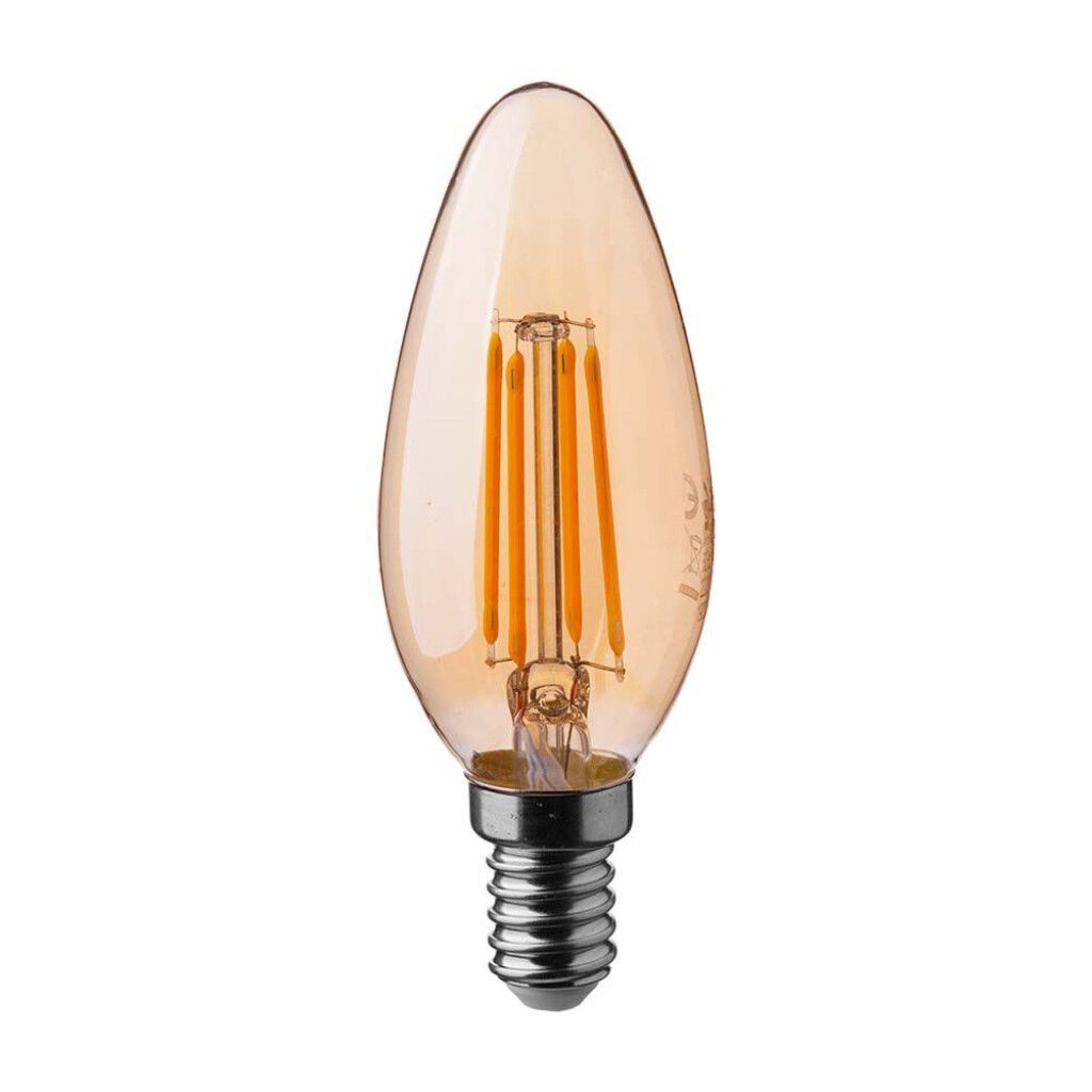 lampadina led e14 v-tac vt-1955-n 4w candela filamento ambrato 2200k