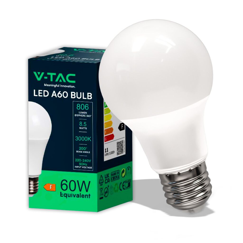 lampadina led v-tac vt-2099 e27 a60 8,5w 3000k