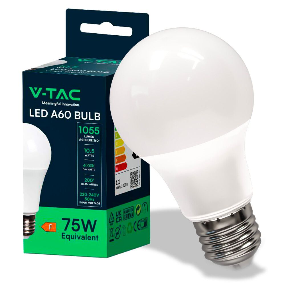 lampadina led e27 v-tac vt-2112-n a60 10,5w 6500k