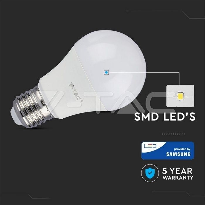lampadina led v-tac vt-285 8,5w e27 a60 luce calda 3000k - dettaglio 2