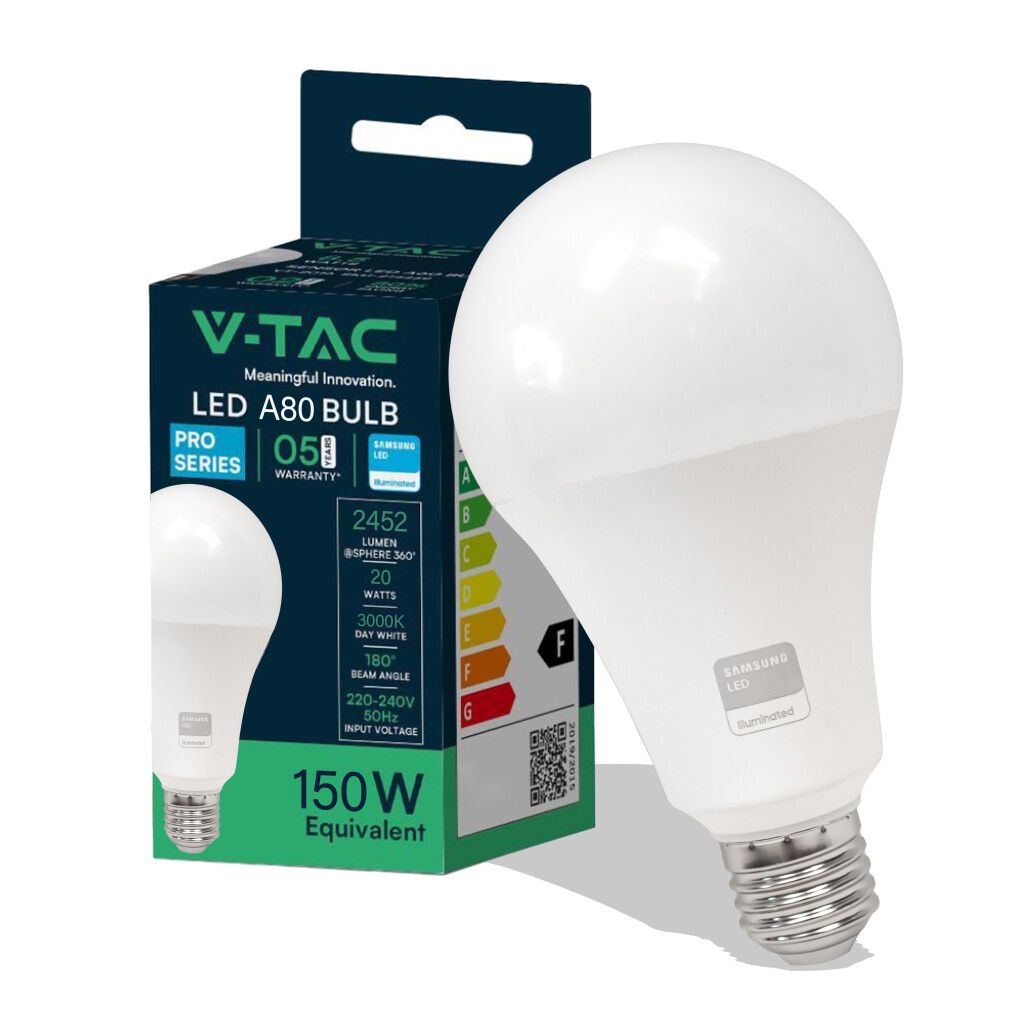 lampadina led v-tac vt-233-n e27 20w a80 3000k chip samsung