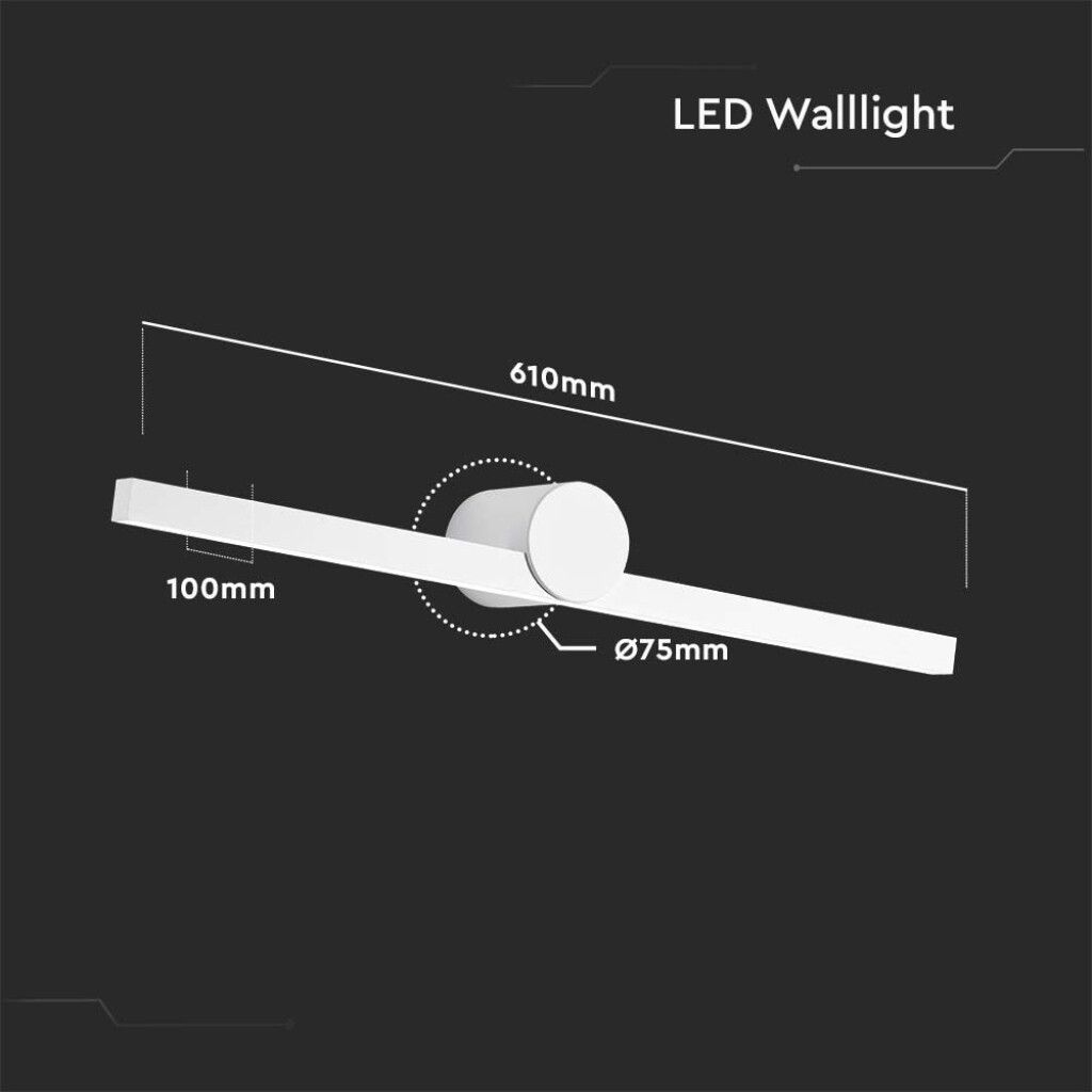 applique led da specchio v-tac vt-7022-w 10w 3000k ip65 bianca - dettaglio 3