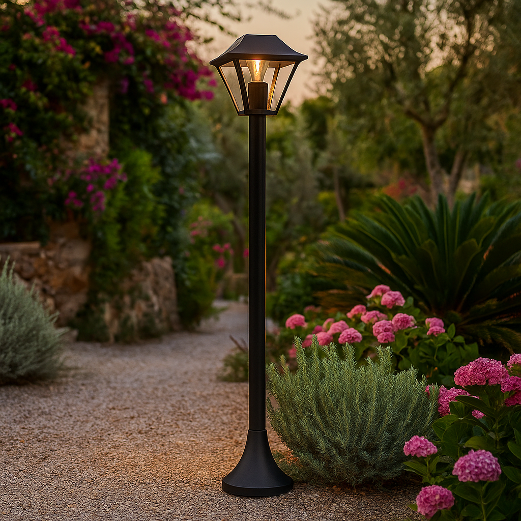 lampione da giardino v-tac vt-845 e27 nero ip44 h 95 cm