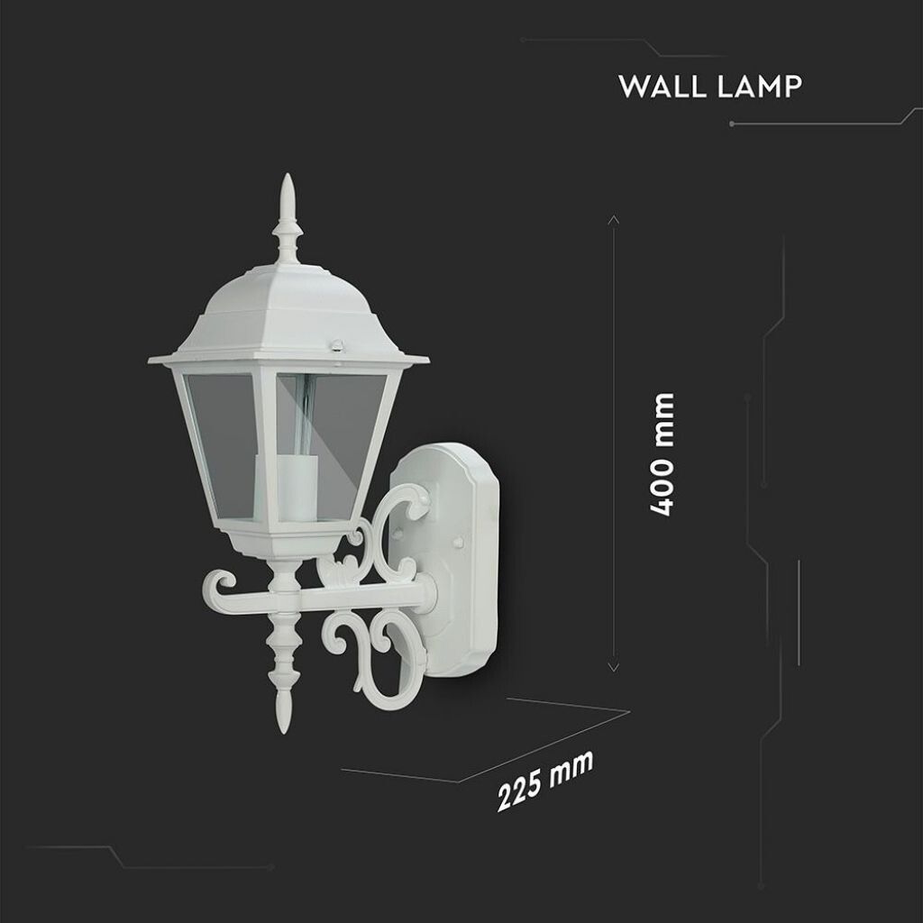 applique da esterno v-tac vt-760-w a lanterna bianco opaco e27 ip44 - dettaglio 3