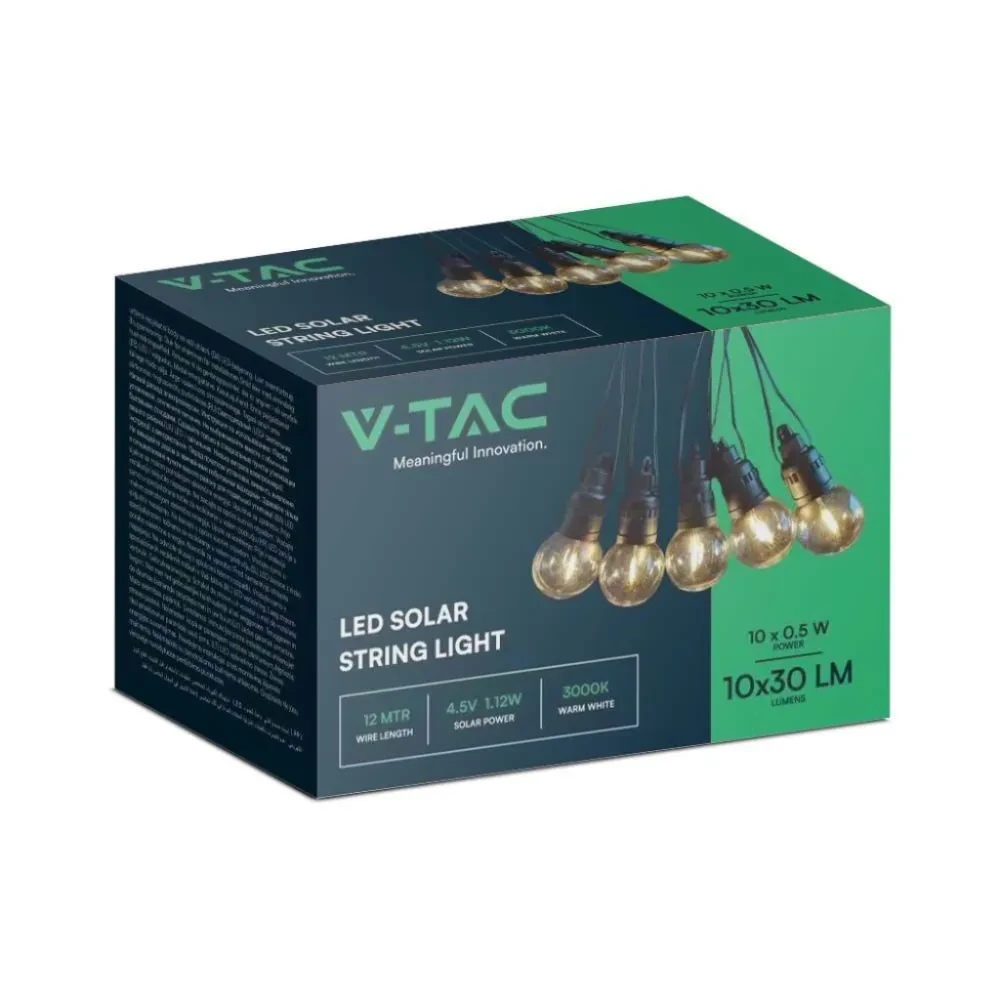 catenaria led solare v-tac vt-70512 12 m 3000k con telecomando