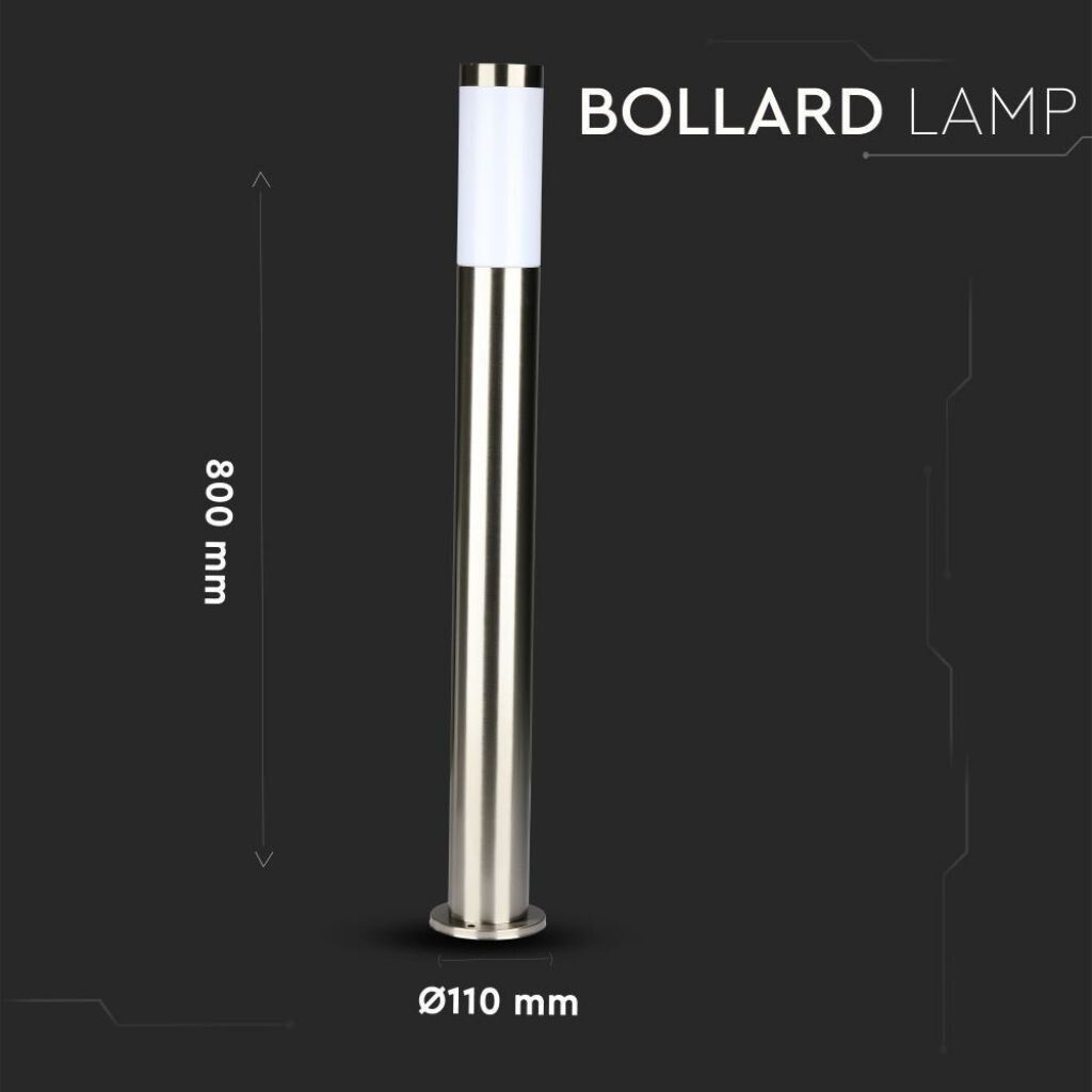 paletto da giardino v-tac vt-838 e27 ip44 in acciaio inox 80 cm - dettaglio 3