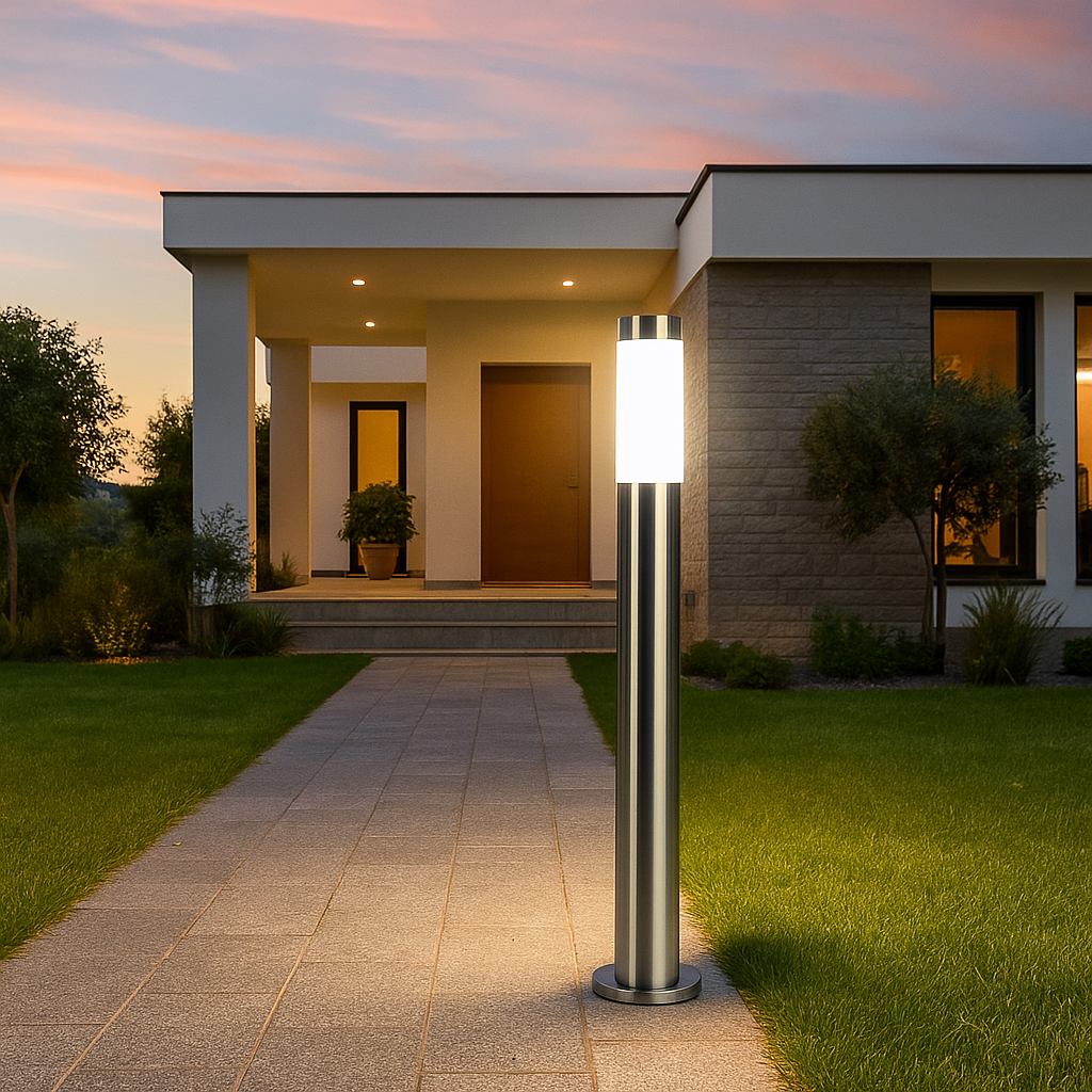paletto da giardino v-tac vt-838 e27 ip44 in acciaio inox 80 cm