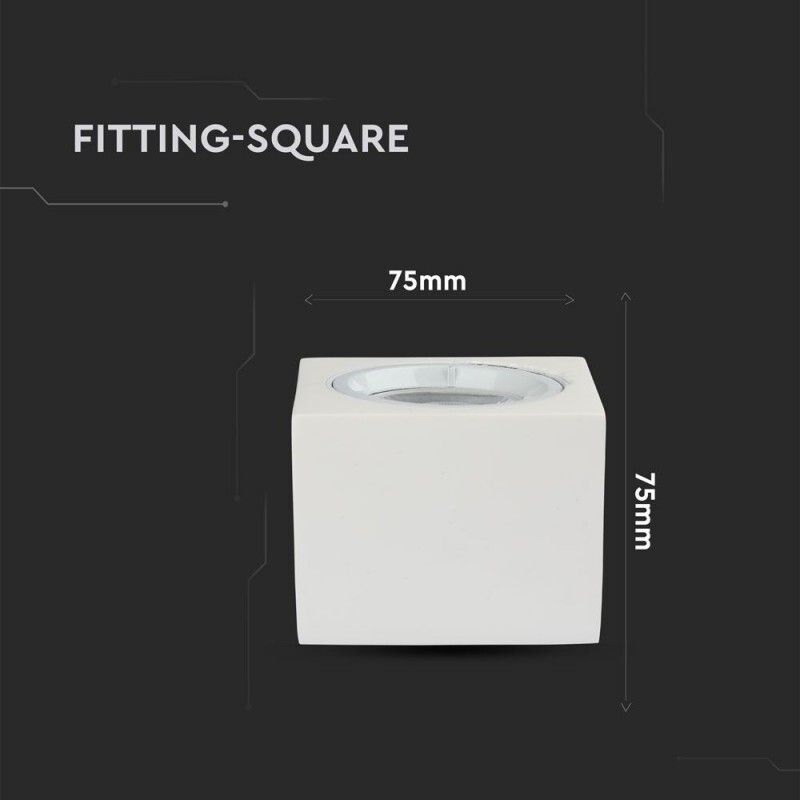 portafaretto a plafone v-tac vt-716sq in gesso bianco gu10 quadrato - dettaglio 2