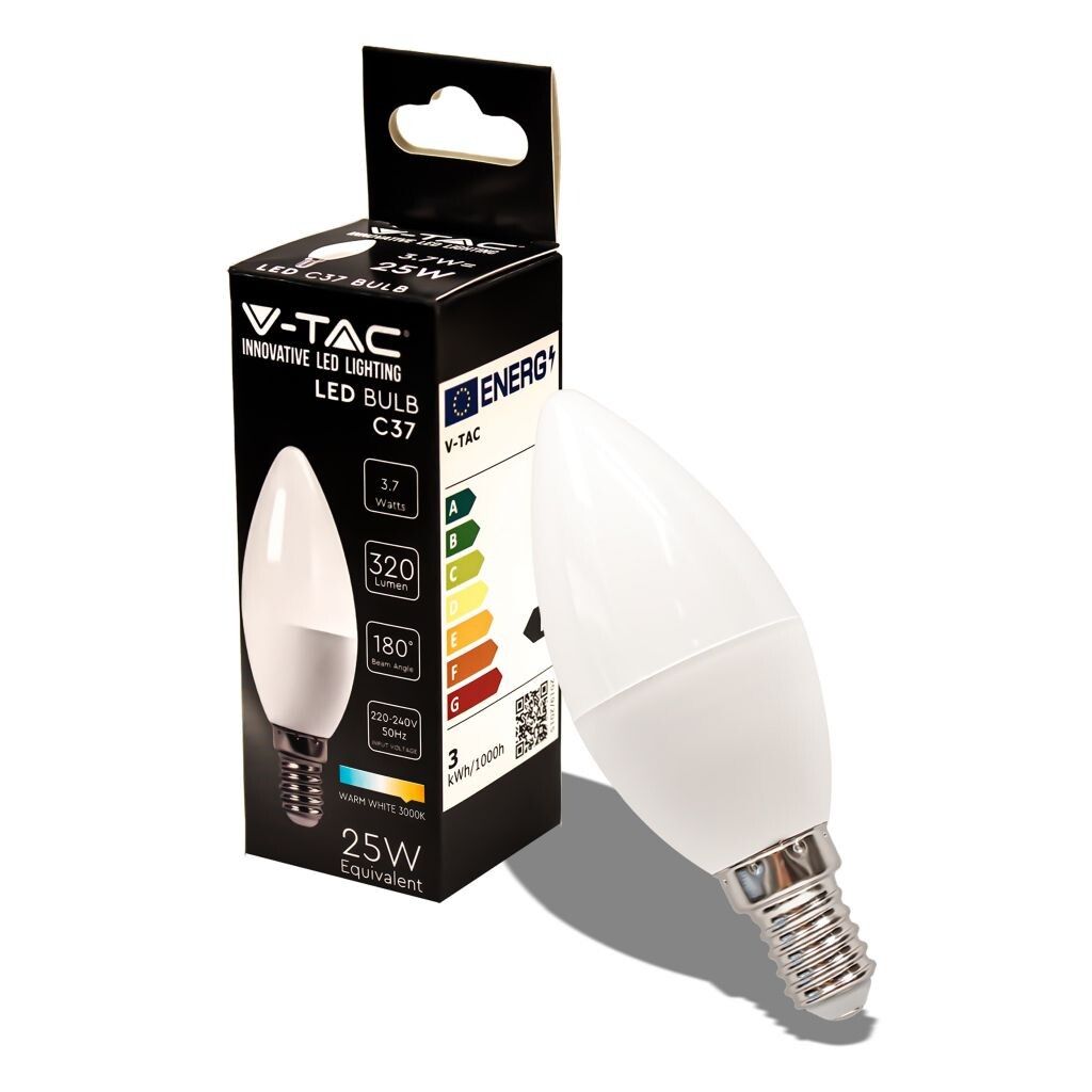 lampadina led e14 v-tac vt-1818 candela 3,7w 3000k 320 lm