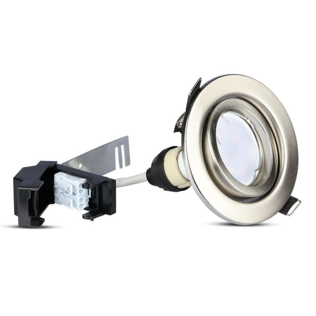 faretto led da incasso v-tac vt-4444 gu10 5w 6400k nichel satinato 3 pezzi