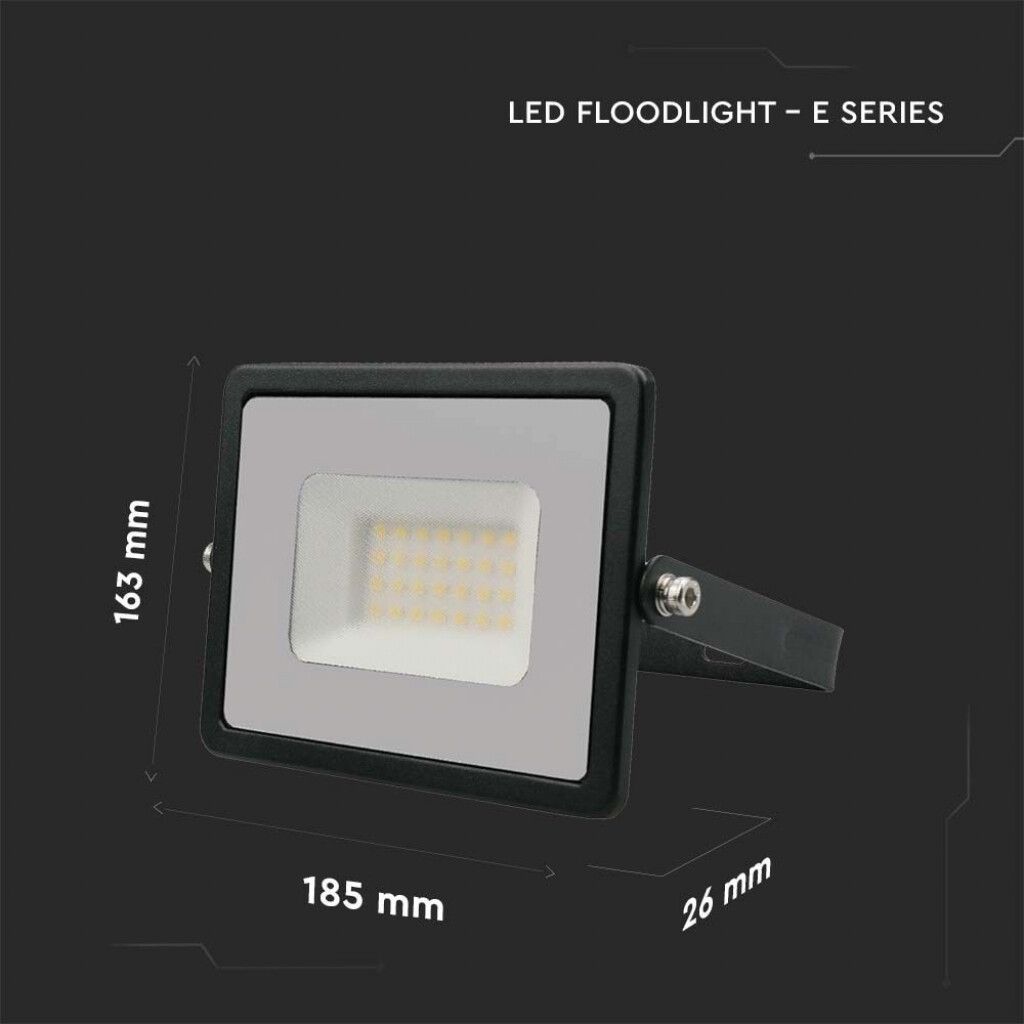 faro led v-tac vt-4031b-n 30w nero 6500k ip65 - dettaglio 3