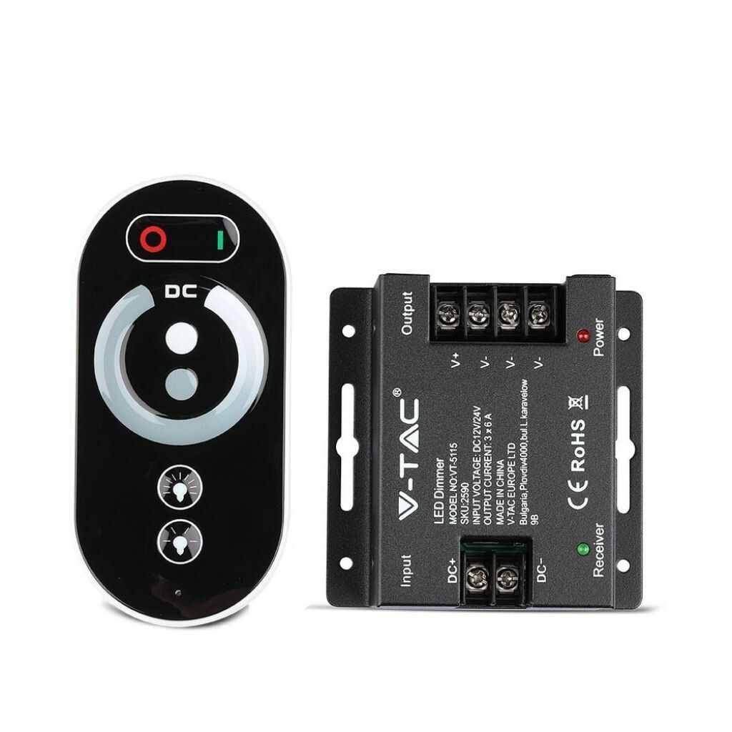 controller dimmer v-tac vt-5115 per strisce led monocolore 12/24v con telecomando touch